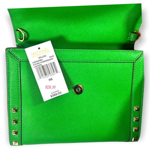 Michael Kors Dillon Studded Messenger Bag Leather Palm New With Tags STD MD - Picture 7 of 12